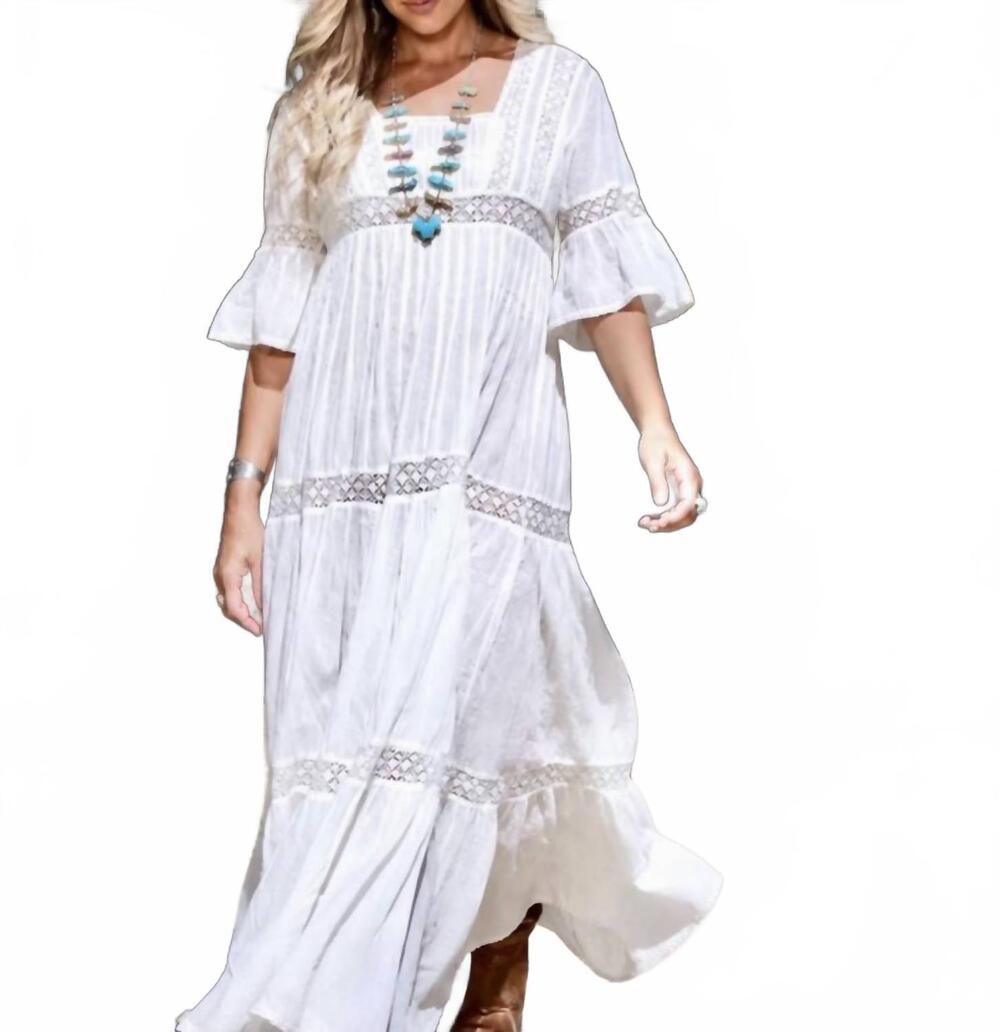 NEW BLUE BOHEME louise maxi dress in white
